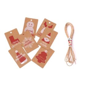 Color Printing Christmas Tree Old Man Boots Snowman Sika Deer Decorative Tag