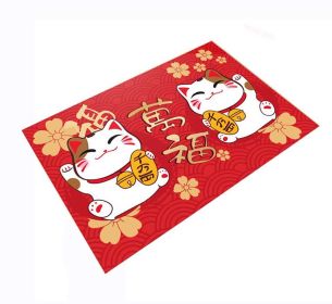 Lucky Cat Pattern Floor Carpet Non-slip Modern Doormats Rugs Red 15"*23"