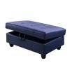 Blue Semi PU Synthetic Leather Storage Ottoman