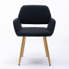 Hengming Small Modern Living Dining Room Accent Chairs Fabric Mid-Century Upholstered Side Seat Club Guest with Metal Legs Legs (Black)1pcs/ctn.