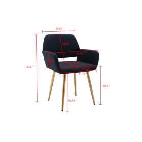 Hengming Small Modern Living Dining Room Accent Chairs Fabric Mid-Century Upholstered Side Seat Club Guest with Metal Legs Legs (Black)1pcs/ctn.