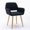 Hengming Small Modern Living Dining Room Accent Chairs Fabric Mid-Century Upholstered Side Seat Club Guest with Metal Legs Legs (Black)1pcs/ctn.