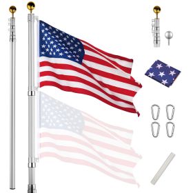 20 ft Al Flag Pole w/ US Flag and Ball