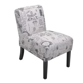 Modern Slipper Chair, Armless Accent Chair with Fabric Lining, Upholstered Side Chair for Living Room Bedroom, Letter Print XH