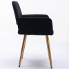 Hengming Small Modern Living Dining Room Accent Chairs Fabric Mid-Century Upholstered Side Seat Club Guest with Metal Legs Legs (Black)1pcs/ctn.