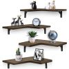 4Packs Corner Floating Shelf Wall Mount Display Storage Shelf Organizer Wood Metal Bedroom Living Room Décor