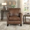 Classic Traditional Accent Chair 1pc Solid Wood frame Brown Top-Grain Leather Nailhead Trim Living Room Furniture