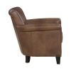 Classic Traditional Accent Chair 1pc Solid Wood frame Brown Top-Grain Leather Nailhead Trim Living Room Furniture