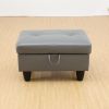 Dark Grey Semi PU Synthetic Leather Ottoman Living Room Sofa