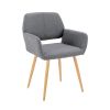 Hengming Small Modern Living Dining Room Accent Chairs Fabric Mid-Century Upholstered Side Seat Club Guest with Metal Legs Legs (Gray)1pcs/ctn.