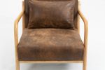 Mid Century Modern Accent Chair with Wood Frame, Upholstered Living Room Chairs with Waist Cushion, Reading Armchair for Bedroom Sunroom