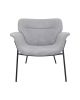 Modern Fabric Lazy Chair; Accent Contemporary Lounge Chair; Single Steel Frame Leisure Sofa Chair with Armrests; Black Legs; Grey 1 PC