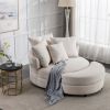 360° Swivel Accent Barrel Chair with Storage Ottoman & 4 Pillows, Modern Linen Leisure Chair Round Accent for Living Room,Creamy White