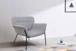 Modern Fabric Lazy Chair; Accent Contemporary Lounge Chair; Single Steel Frame Leisure Sofa Chair with Armrests; Black Legs; Grey 1 PC