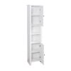 White Floor Storage Cabinet with 2 Doors and 6 Shelves - 15.75 x 11.81 x 66.93 inches - Living Room Wooden Cabinet for Multiple Uses