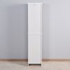 White Floor Storage Cabinet with 2 Doors and 6 Shelves - 15.75 x 11.81 x 66.93 inches - Living Room Wooden Cabinet for Multiple Uses