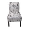 Modern Slipper Chair, Armless Accent Chair with Fabric Lining, Upholstered Side Chair for Living Room Bedroom, Letter Print XH