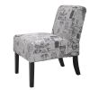 Modern Slipper Chair, Armless Accent Chair with Fabric Lining, Upholstered Side Chair for Living Room Bedroom, Letter Print XH