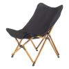 Folding Outdoor Camping Chair; Portable Stool for Fishing Picnic BBQ; Ultra Light Aluminum Frame with Wood Grain Accent; Black