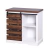 Living Room Wooden White Storage Cabinet with Sliding Barn Door, 31.5 x 15.35 x 32 inches