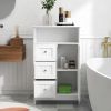 Modern White Bathroom Standing Storage Cabinet with 3 Drawers and 1 Door