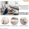 360° Swivel Accent Barrel Chair with Storage Ottoman & 4 Pillows, Modern Linen Leisure Chair Round Accent for Living Room,Creamy White