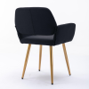 Hengming Small Modern Living Dining Room Accent Chairs Fabric Mid-Century Upholstered Side Seat Club Guest with Metal Legs Legs (Black)1pcs/ctn.