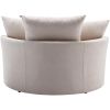 360° Swivel Accent Barrel Chair with Storage Ottoman & 4 Pillows, Modern Linen Leisure Chair Round Accent for Living Room,Creamy White