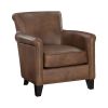 Classic Traditional Accent Chair 1pc Solid Wood frame Brown Top-Grain Leather Nailhead Trim Living Room Furniture