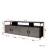 80-inchTV cabinet Stands Wood Grain Large Storage Cabinet for Living Room Bedroom; Black