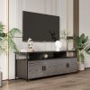 80-inchTV cabinet Stands Wood Grain Large Storage Cabinet for Living Room Bedroom; Black