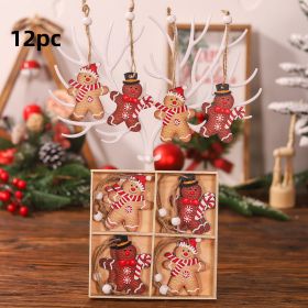 Christmas Decorations Cartoon Four-grid Wooden Gingerbread Man Couple Doll Pendant (Option: Type A)