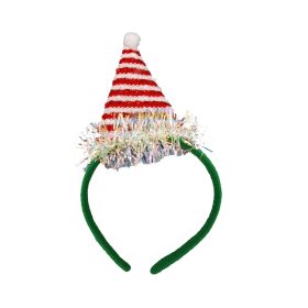 New Christmas Headband Cartoon Snowflake Antlers Decorative Hair Clip (Option: A Green Christmas Hat)