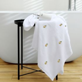 Full Embroidery Avocado Cotton Bath Towel (Option: White-70x140cm)