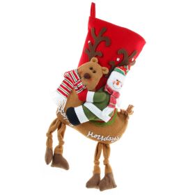 Christmas Socks Gift Bag Large Three-dimensional (Option: B snowman riding a deer)