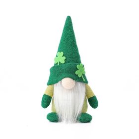 Irish Trick Day Green Hat Doll No Face Old Man Green Leaf Holiday Decorations (Option: Clover pointed Hat for men)