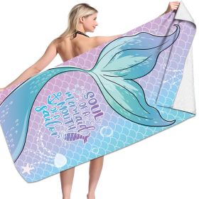 Microfiber Variety Bath Towel Towel Sea Stand Holiday Rectangular Sand Shawl 3D Printing (Option: Mermaid7-80x160cm)