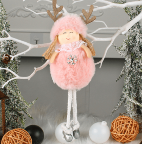 Long Legged Plush Angel Doll Christmas Tree Pendant (Option: Antlers)