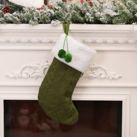 New Christmas Ornaments Knitted Striped Wool Socks (Color: green)