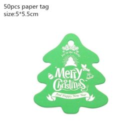 Christmas Small Hangtag Christmas Gift Box Decoration Accessories Pendant Spot Cute Small Card In Stock Wholesale (Option: Green Christmas Tree50PCS)