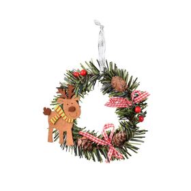 Christmas Wreath Pendant Snowman Elk Round PVC Pendant (Option: Milu fund)