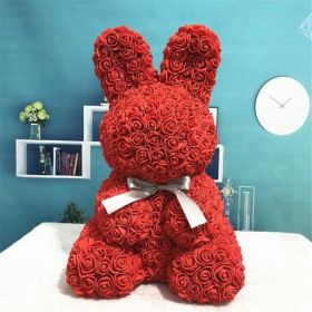 45cm Roses Bunny Valentines Day Eternal Flower Rabbit Romantic Wedding Engagement Ceremony Party Decoration Christmas Gifts (Option: Red-45cm)