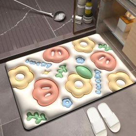 Ins Soft Diatom Mud Expanded Florets 3D Visual Non-slip Foot Mat (Option: LTH004-60x90cm Plush point)