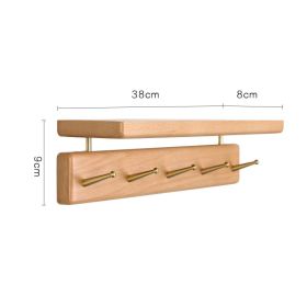 Nordic Style Solid Wood Hanger Japanese Style Entrance Brass Hook Hallway Wall Shelf Black Walnut Coat Hook (Option: Beech-5Hook storage rack)