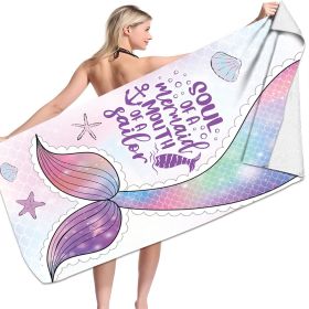 Microfiber Variety Bath Towel Towel Sea Stand Holiday Rectangular Sand Shawl 3D Printing (Option: Mermaid1-80x160cm)