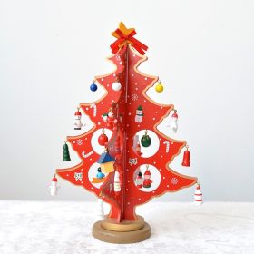 Combination Three-dimensional Pendant Villain Wooden Christmas Tree Ornament (Option: Red Two leaves tree-29cm)