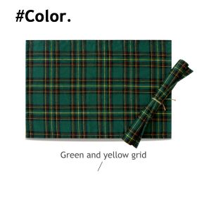 Christmas Series New Year Cloth Plaid Table Flag Insulation Pad (Option: Green yellow grid-30x45cm)