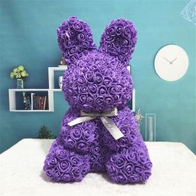 45cm Roses Bunny Valentines Day Eternal Flower Rabbit Romantic Wedding Engagement Ceremony Party Decoration Christmas Gifts (Option: Purple-40)