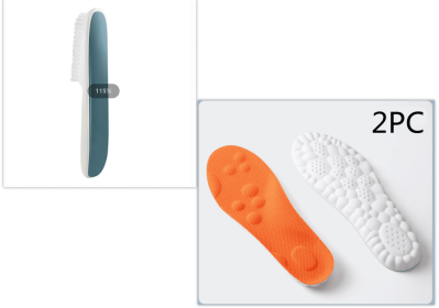 Boys And Girls' Sports Insoles And Long Handle Decontamination And Cleaning Shoe Brush (Option: Shoe brush and orange insoles-37 to 38)