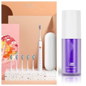 Electric Toothbrush Fully Automatic Couple Set Adult Rechargeable Type (Option: White-With 30ML V34)